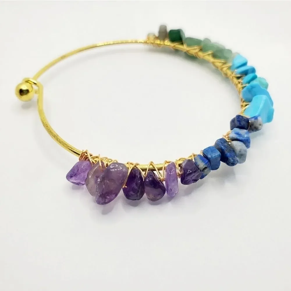 Hand Crafted Natural Chip Bangle Bracelet